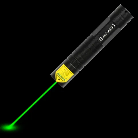 Green laser pointer AGP-2 Pro Mini with visible laser beam in the dark