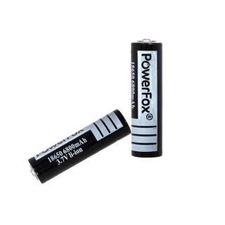 Two PowerFox 18650 rechargeable lithium-ion batteries for laser pointers
