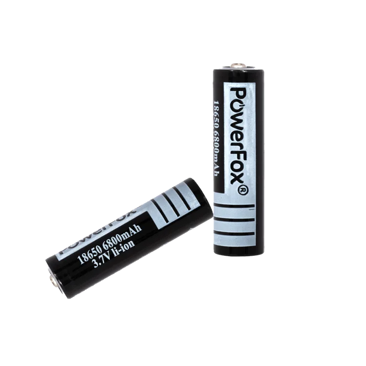 Two PowerFox 18650 rechargeable lithium-ion batteries for laser pointers