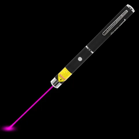 Violet laser pen AV-1 with visible laser beam in the dark
