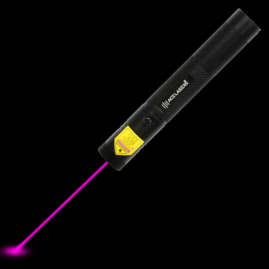 Violet laser pointer AVP-1 Pro with visible laser beam in the dark